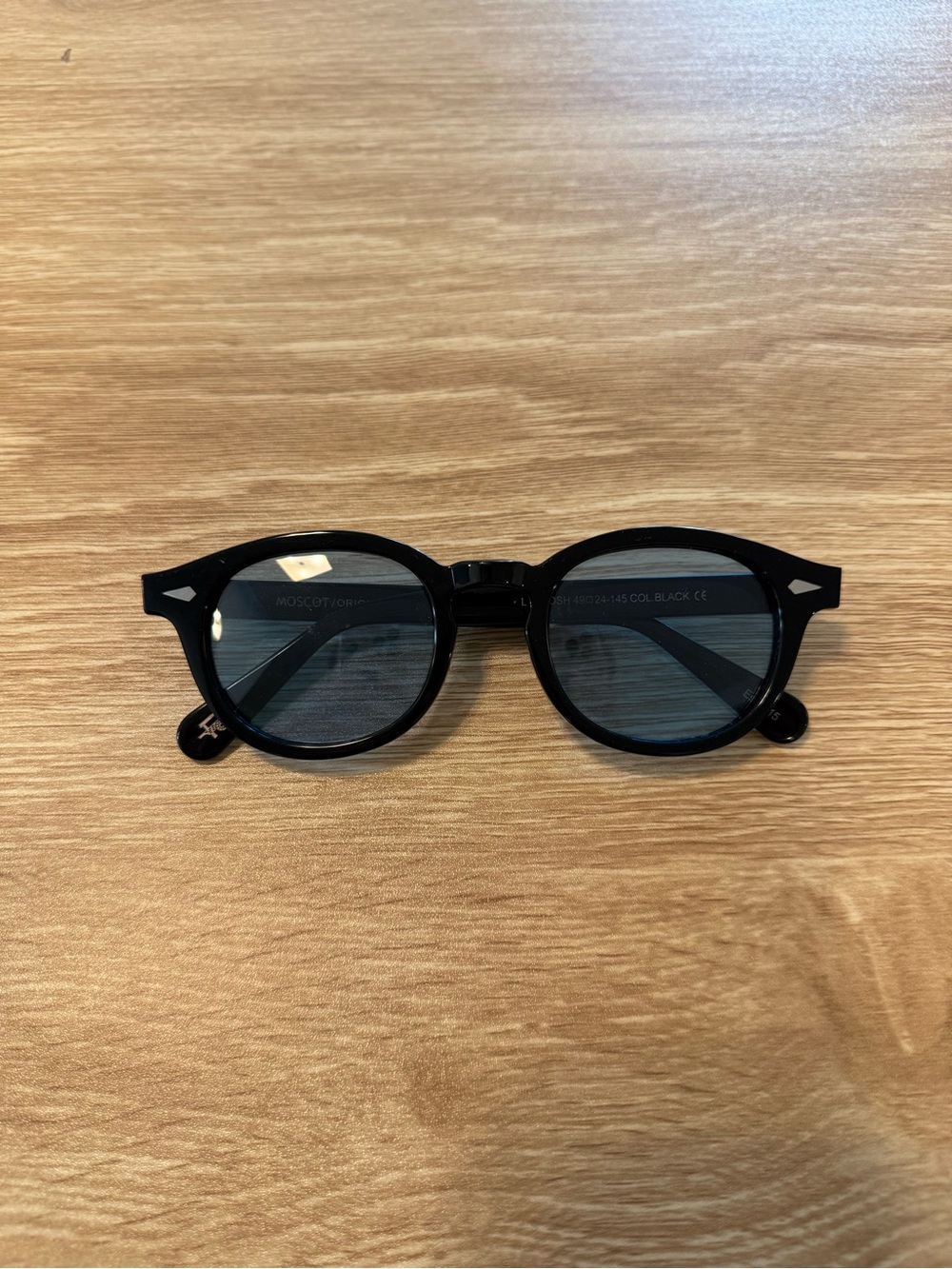 MOSCOT Lemtosh Sunglasses Black 49-24-145 Blue Lenses Unisex